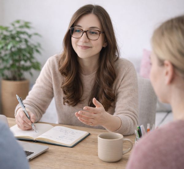 Giustina Falgiano durante una consulenza per genitori