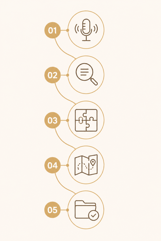 Illustrazione verticale delle 5 fasi del percorso Profilo Unico™