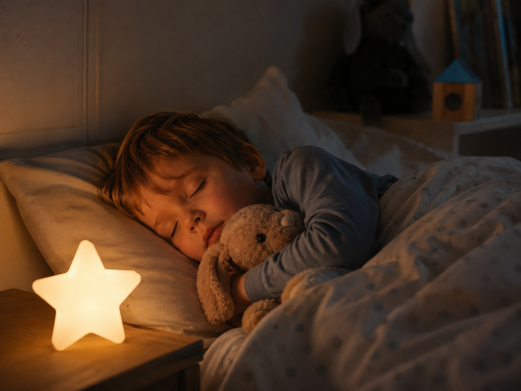 mio-figlio-ha-paura-del-buio-luce-notturna-sonno Mio figlio ha paura del buio: bambino addormentato con una piccola luce notturna accesa
